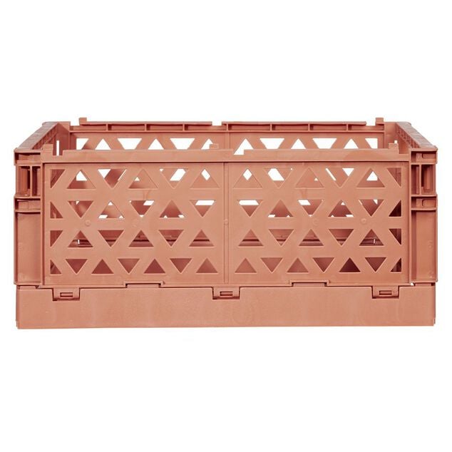 Caisse pliable avec porte-&eacute;tiquette marron L33xl25xH15cm