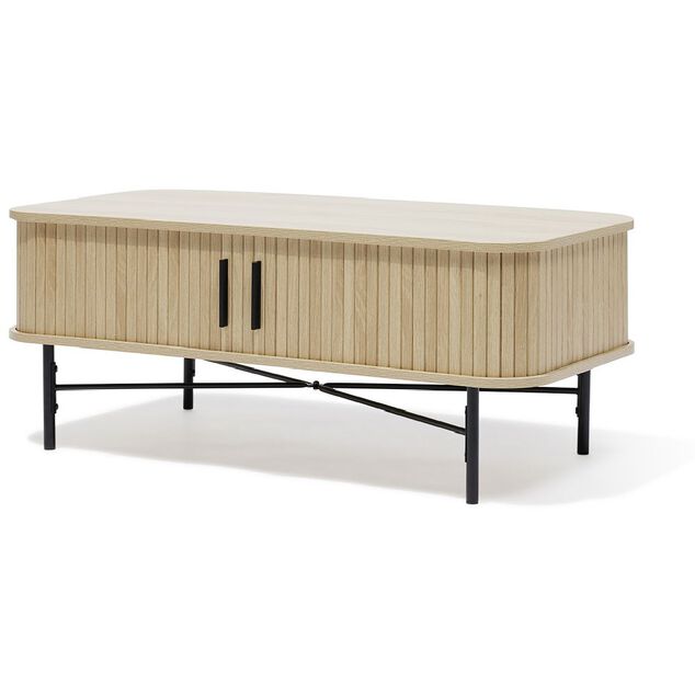 Table basse Gr&egrave;ge bois naturel et noir - L100xH40xP50 cm