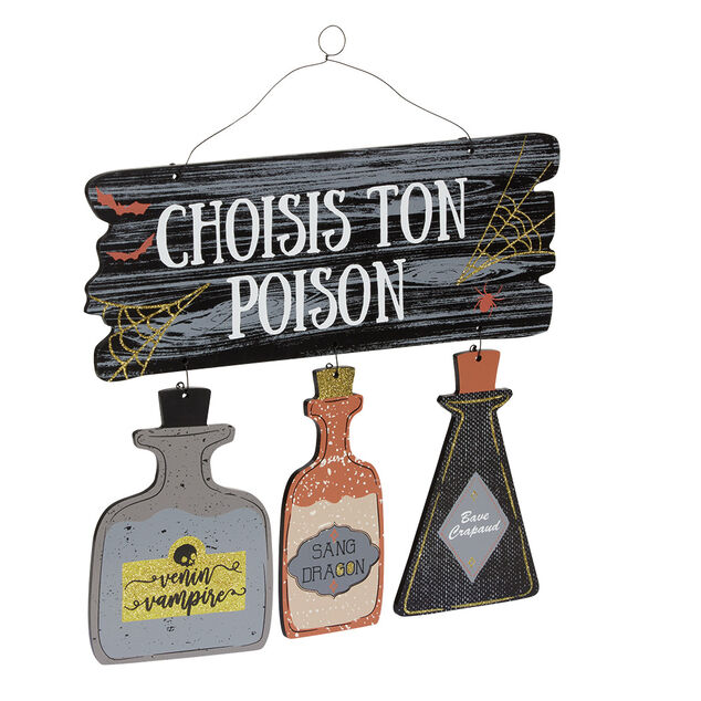 Suspension bois d&eacute;co Halloween Choisis ton poison
