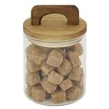 Bocal de conservation 500ml en verre avec couvercle en bois &Oslash;9,5xH10cm
