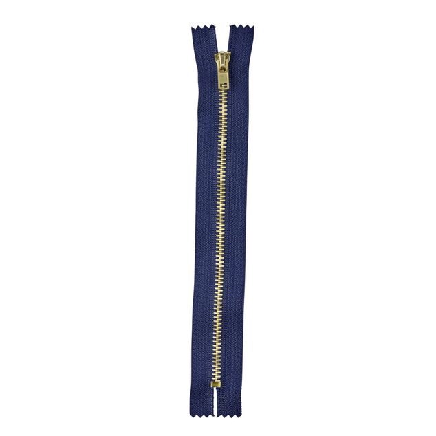 Fermeture &agrave; glissi&egrave;re 20cm m&eacute;tal et coton bleu