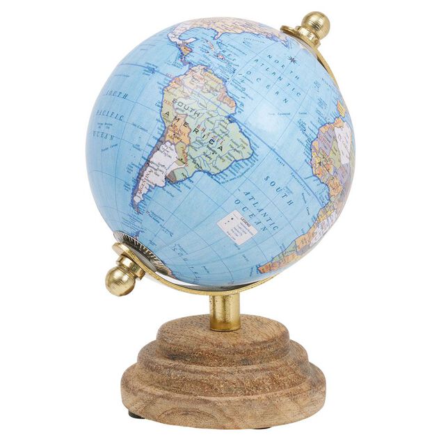 Globe terrestre d&eacute;co en bois