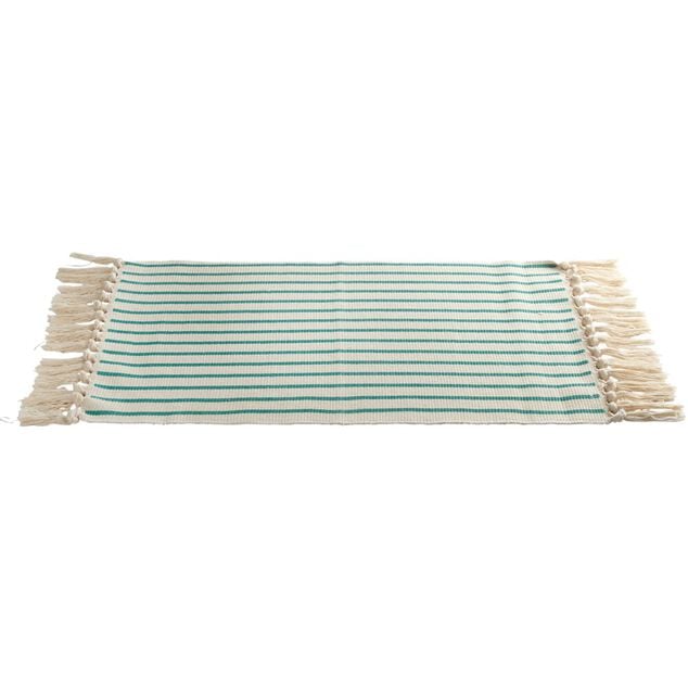 Tapis salle de bain &agrave; franges design rayures 45x70cm