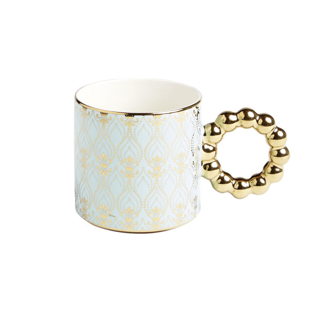 Lot de 2 mugs 30cl design chic bleu clair et dor&eacute;