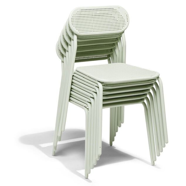 Chaise de jardin Faro empilable m&eacute;tal vert 48x52xH82cm