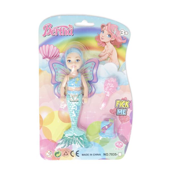 Jouet poup&eacute;e sir&egrave;ne avec 2 accessoires