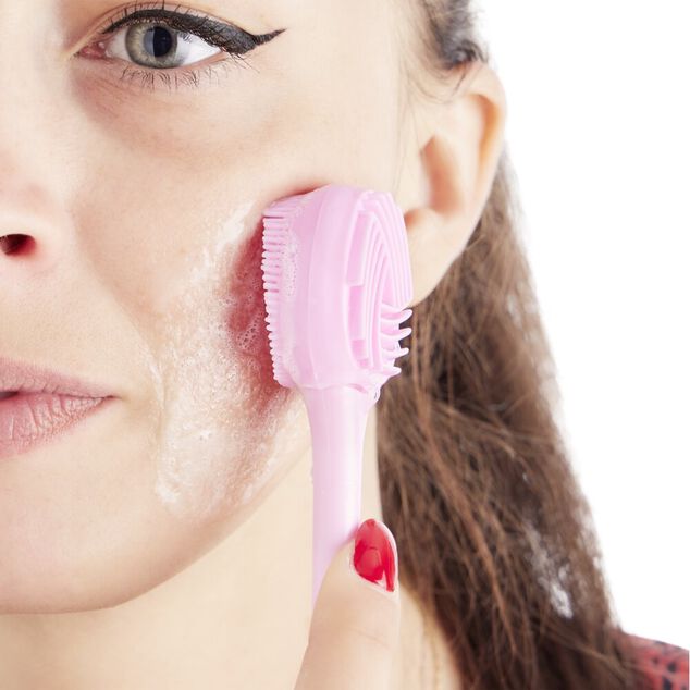Brosse et spatule pour visage 2en1 rose