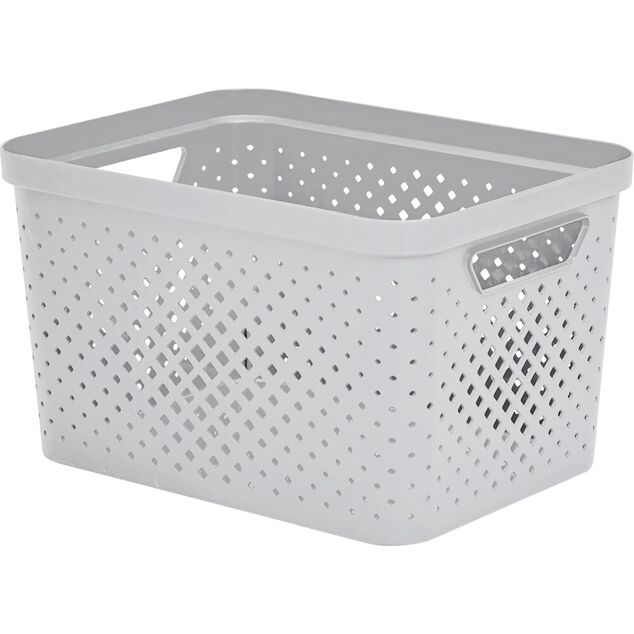 Panier de rangement plastique blanc 35x26,5xH21cm