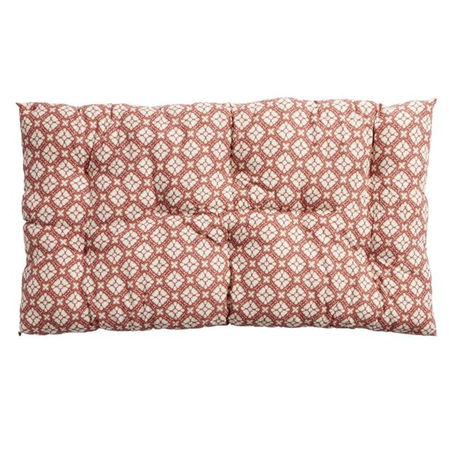 Coussin de sol rectangulaire rouge terracotta motifs blancs 60x120cm