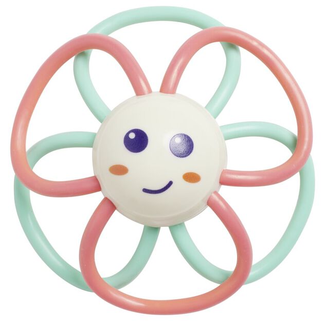 Jouet 1er &acirc;ge fleur &eacute;veil en plastique rouge et vert &Oslash;10xH15cm