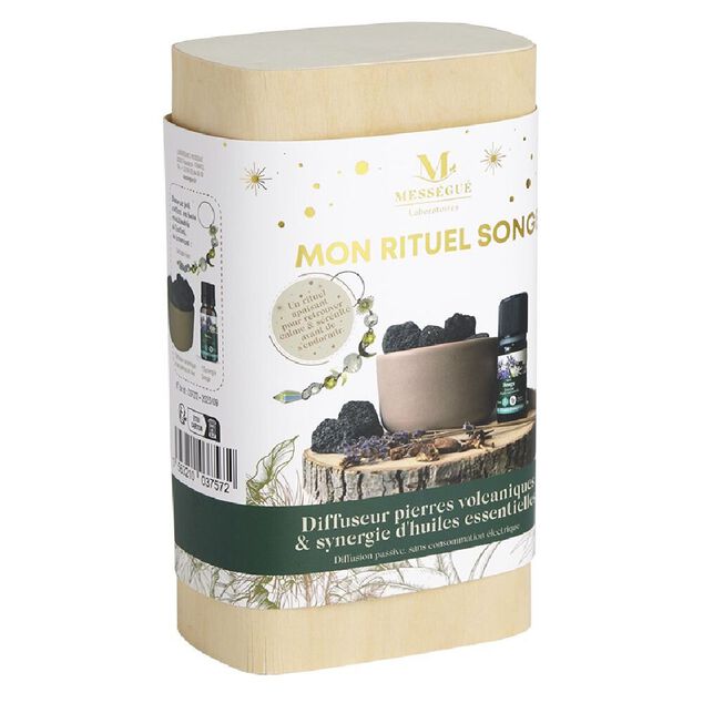 Coffret rituel songe Mess&eacute;gu&eacute; diffuseur pierre volcanique et synergie huile essentielle