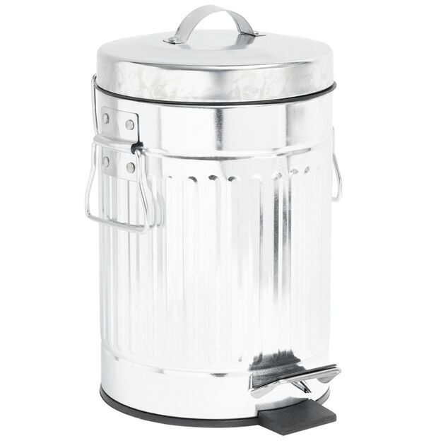 Poubelle en zinc gris avec pédale style rétro industriel Ø17xH28cm