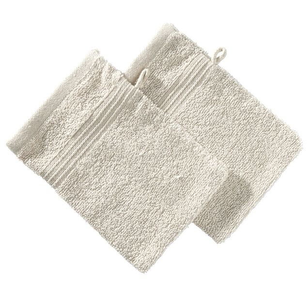 Gant de toilette x2 coton beige 16x21cm