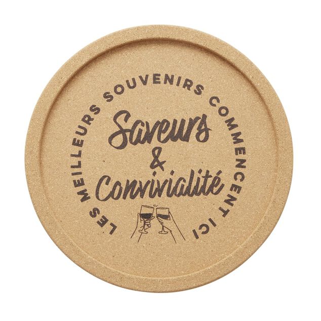 Plateau apéritif rond en liège Ø30xH1,5cm (2 modèles)