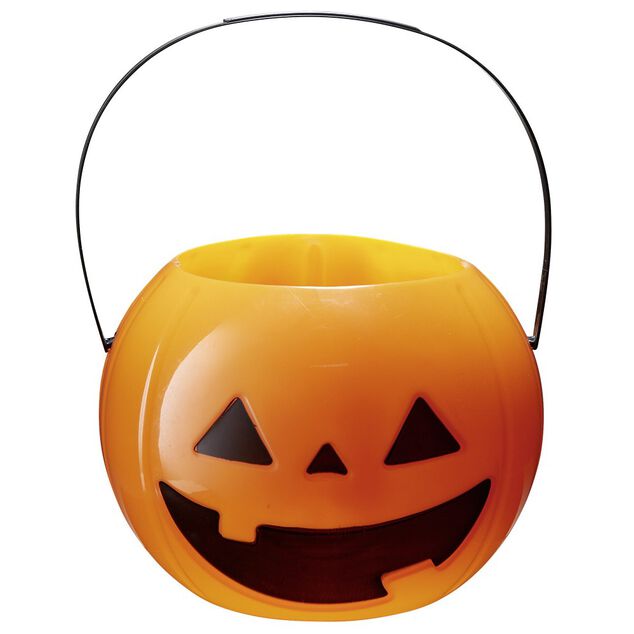 Seau &agrave; bonbons Halloween citrouille orange et noir