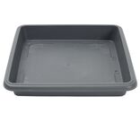 Soucoupe carr&eacute;e pot de fleur plastique gris anthracite 34x34cm