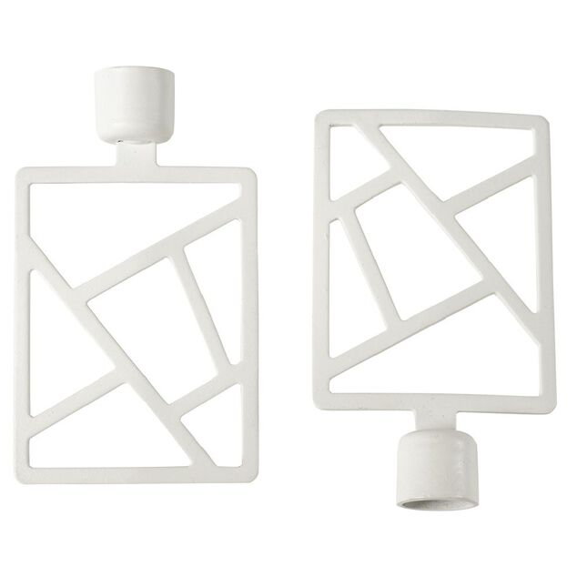 Embout tringle à rideau Ø16 mm métal forme géométrique blanc x2