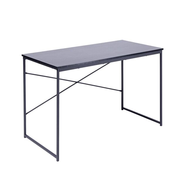 Bureau rectangulaire Delta m&eacute;tal et bois noir 120x60xH75cm