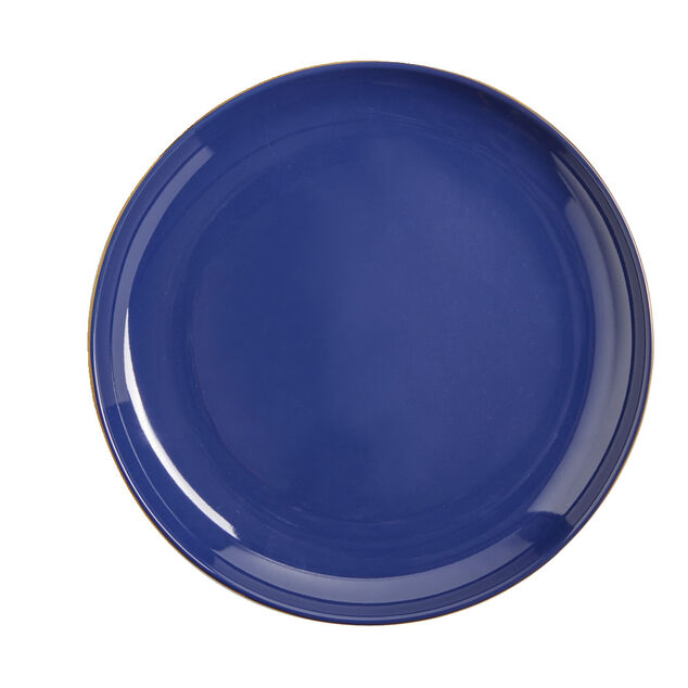 Assiette plate bleue bordure dorée Ø27cm