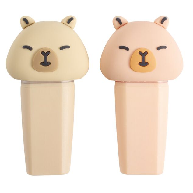 Surligneur x2 forme animal L7,5cm (2 mod&egrave;les capybara ou axolotl)