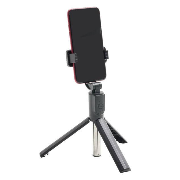 Perche selfie avec tr&eacute;pied plastique et inox H68cm