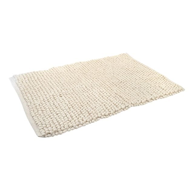 Tapis d&eacute;co effet laine beige 60x90cm