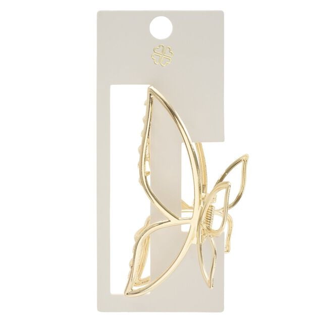Pince cheveux papillon m&eacute;tal dor&eacute; L13cm