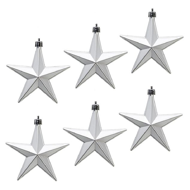 Décoration de Noël étoile à suspendre argentée x6