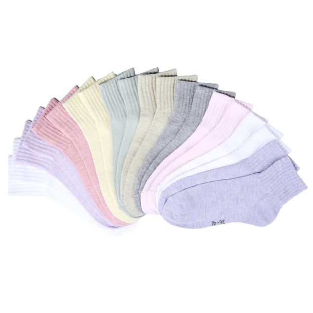 Chaussettes femme x10 tige basse polyester 36/40 (2 mod&egrave;les multicolore ou blanc)