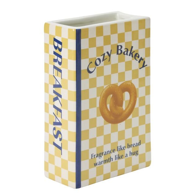 Vase c&eacute;ramique forme livre breakfast 13,5x6,5xH20cm (2 mod&egrave;les croissant ou bretzel)