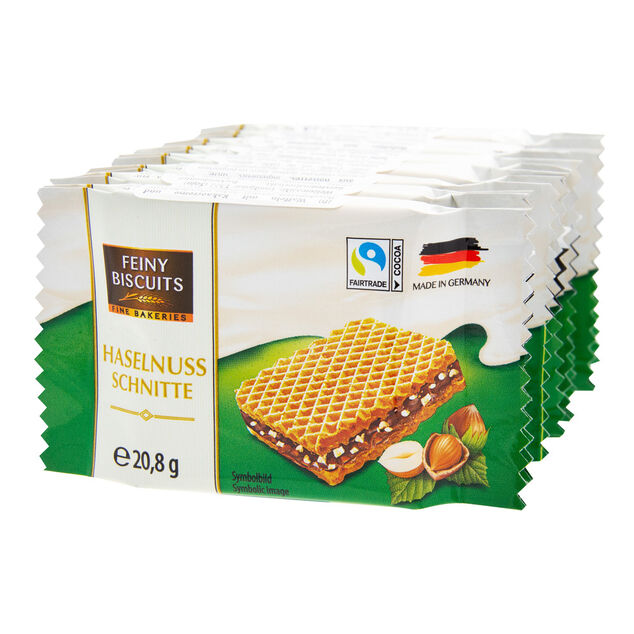 Gaufrette fourr&eacute;e cacao et &eacute;clats de noisettes 8x20,8gr
