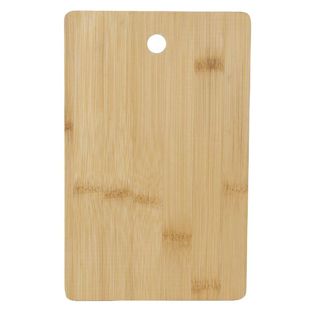 Planche &agrave; d&eacute;couper bambou x6 avec support m&eacute;tal noir 15x26cm