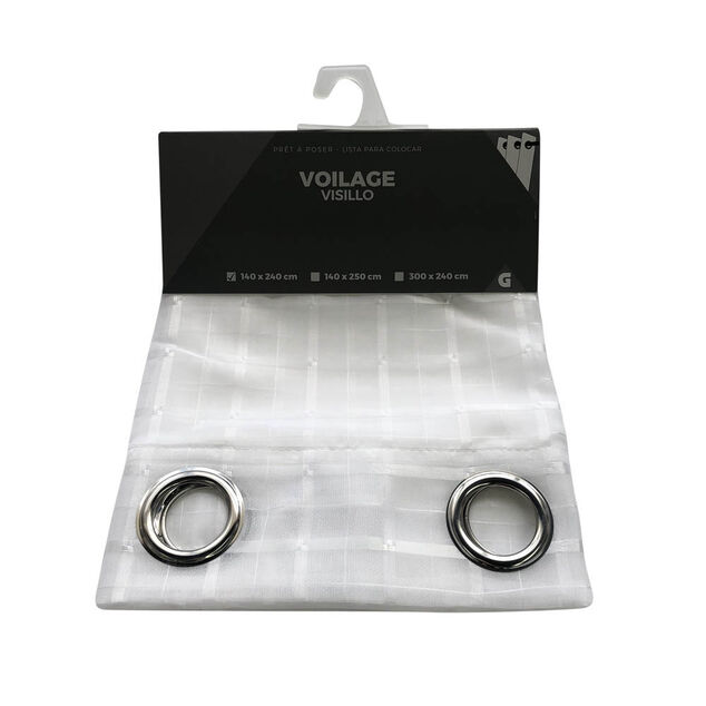 Voilage &agrave; oeillets imprim&eacute; quadrillage