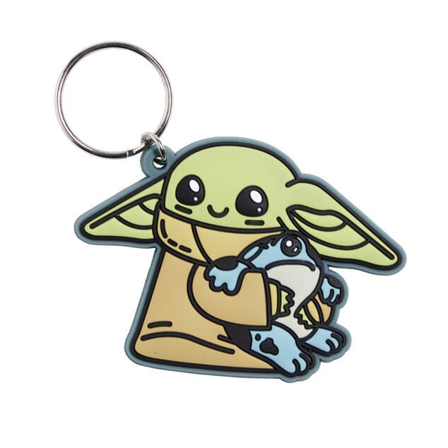 Porte cl&eacute; Star Wars baby yoda caoutchouc vert