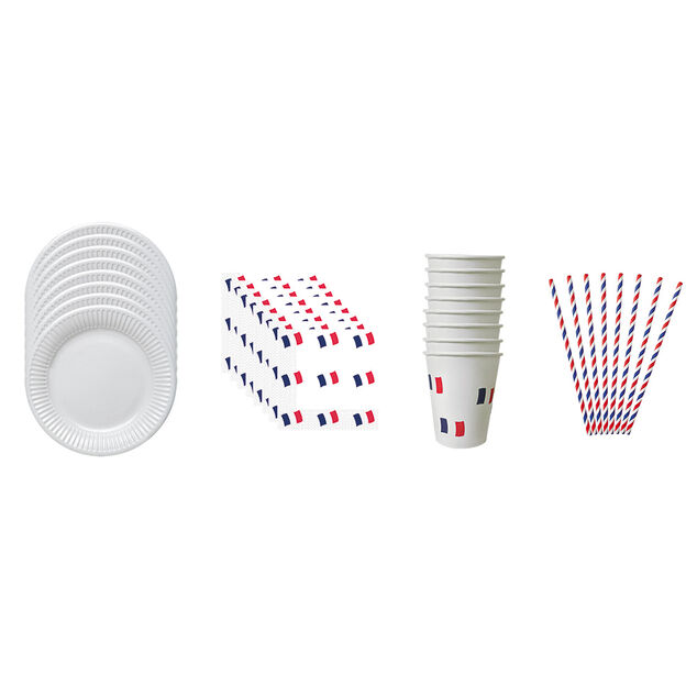 Kit vaisselle jetable Euro 2021 France pour 8 personnes