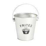 Seau &agrave; frites avec anse &eacute;tain et inox gris &Oslash;10,5xH7,5cm