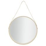 Miroir rond en mdf avec sangle en simili naturel Ø30 cm