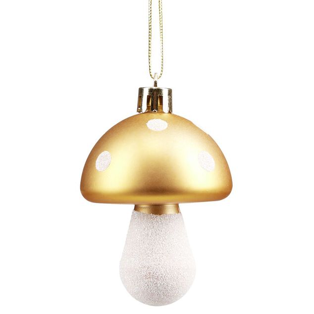 Champignon &agrave; suspendre orange et blanc iridescent H.8,5 cm x5