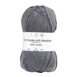 Pelote de fil &agrave; tricoter acrylique anti bouloche gris anthracite