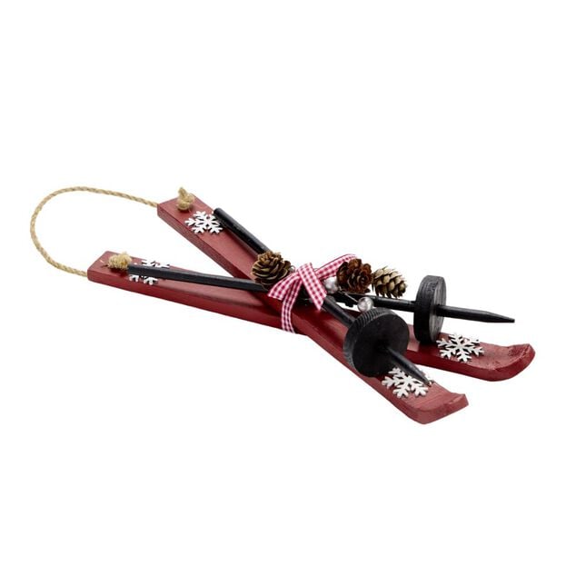 Ski d&eacute;coratif &agrave; suspendre en bois 10x30cm (3 mod&egrave;les)