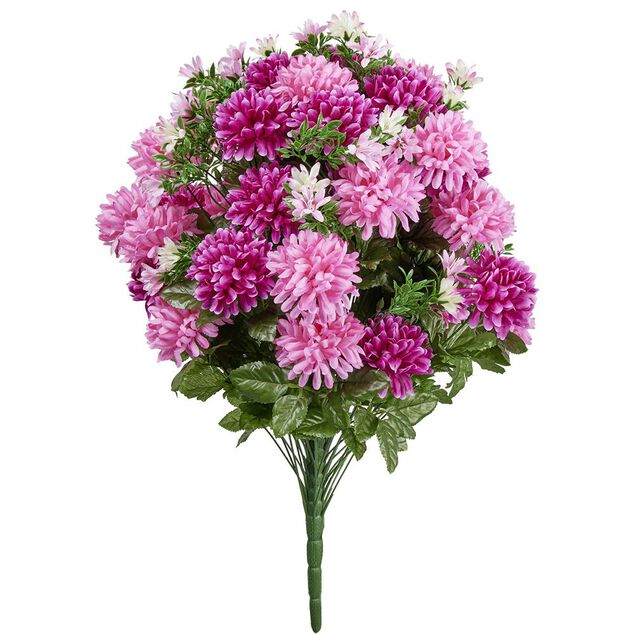 Piquet chrysanth&egrave;me rose bouquet fleur artificielle &Oslash;38xH60cm