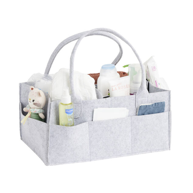 Sac de rangement 11 compartiments feutrine grise 39x23xH18cm