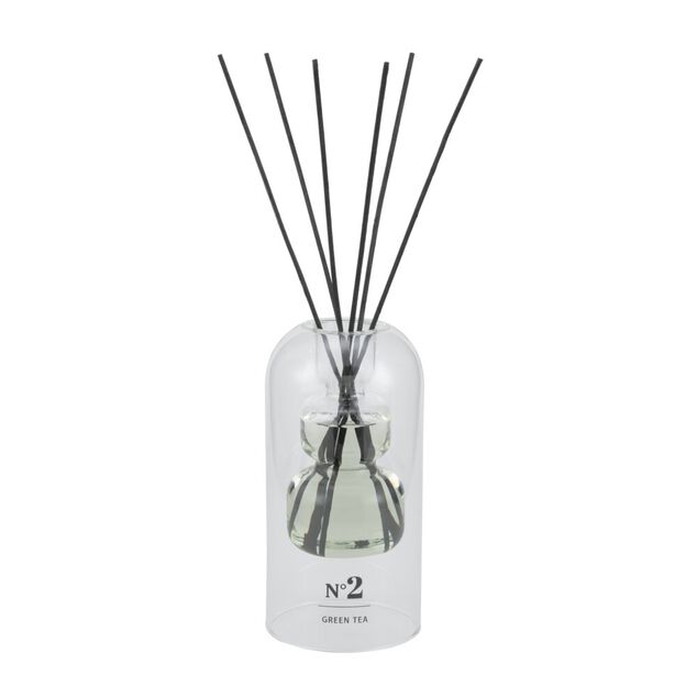 Diffuseur de parfum double paroi &agrave; b&acirc;tonnets senteur th&eacute; vert 150ml