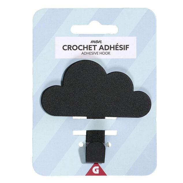 Crochet adh&eacute;sif m&eacute;tal forme nuage 8,5x2xH11,4cm - 3 mod&egrave;les