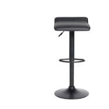 Tabouret de bar Majestik assise carrée simili noir et pied métal réglable H84cm