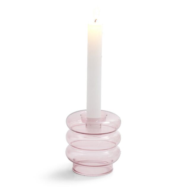 Bougeoir anneau rose clair Ø9xH8,5cm