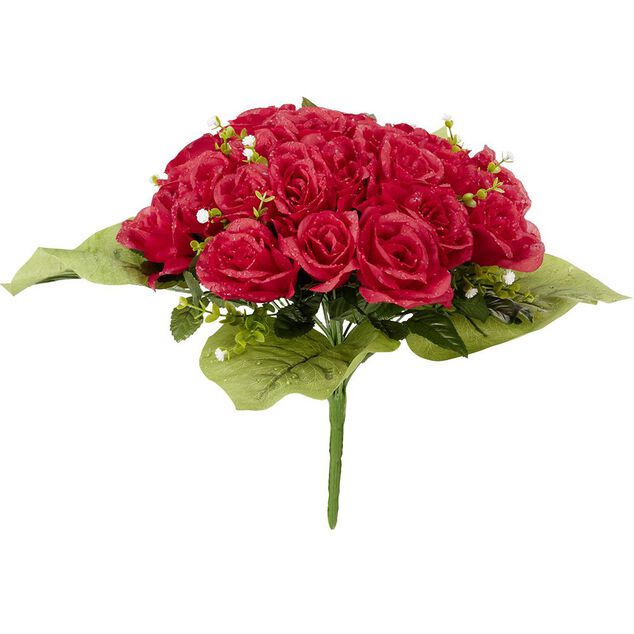 Piquet de rose rouge bouquet fleur artificielle &Oslash;38xH41cm