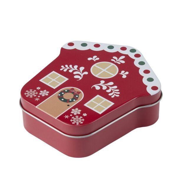 Bo&icirc;te cadeau m&eacute;tal forme maison motif No&euml;l 9xH11cm (3 mod&egrave;les)
