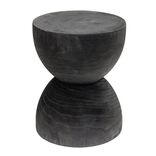 Bout de canap&eacute; Tammy bois paulownia noir &Oslash;27xH33cm