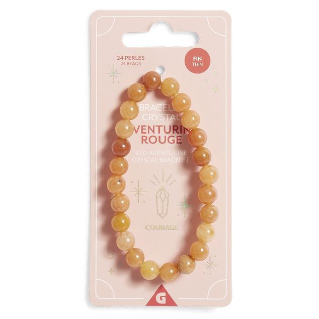 Bracelet crystal fin 24 perles aventurine rouge - Courage
